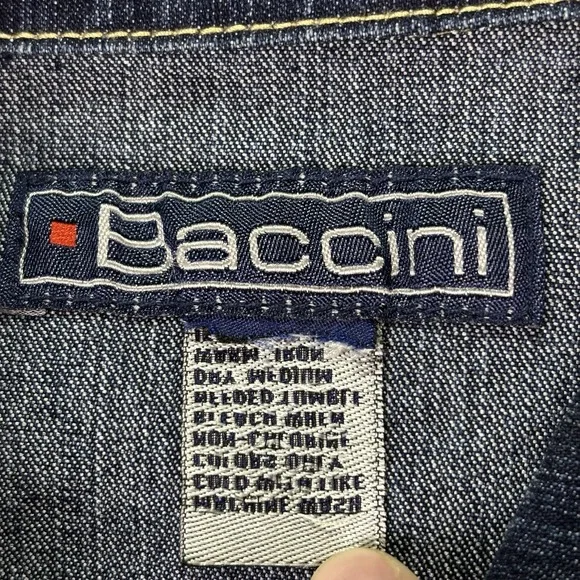 Baccini Women's XL Denim Jean‎ Jacket Classic Blue Button Front Stretch Pockets - Picture 2 of 7